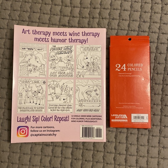 CAPTAIN SCRATCHY adult wine coloring book and 24 pack colored pencils - Picture 2 of 3